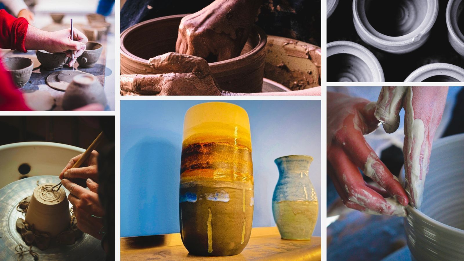 Collage of pottery work at Portside